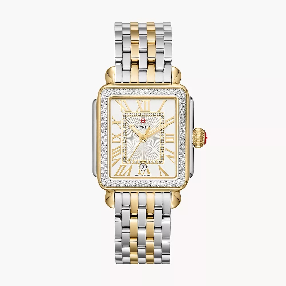 Michele Deco Madison Diamond Two-Tone 18K Gold-Plated Diamond Dial Watch